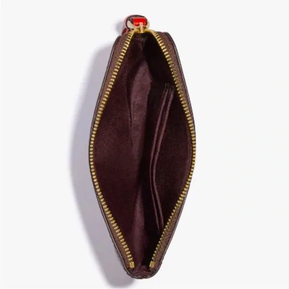 COACH Corner Zip Wristlet Wallet  In Signature Canvas With Hedgehog NWT - Picture 2 of 9